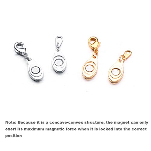 Locking Magnetic Jewelry Clasp for Necklace and Bracelet, Gold and Silver | Built-in Safety Locking, Light Small Extender, Lobster Clasps, Pineapple Texture, Metallic Finishes - color: Pineapple Gold and Silver