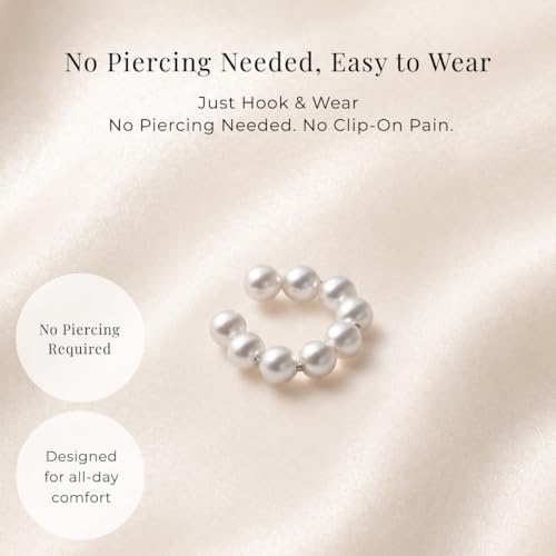 Pearl Ear Cuff Earrings for Women | Premium Quality, Perfected in Japan | 10-Year Brand Warranty