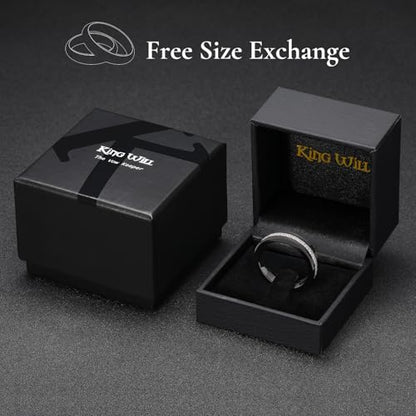 King Will 8mm Tungsten Carbide Rings for Men Cubic Zircon Stones Inlay - color: Black 6mm