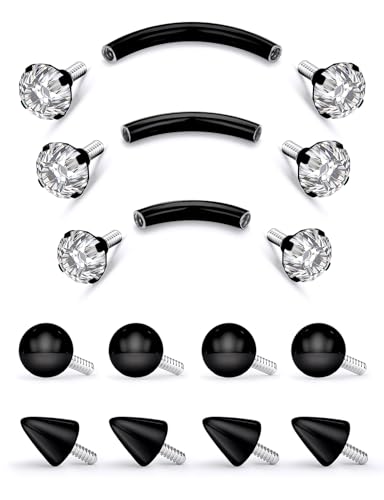 18G Internal Thread Eyebrow Piercing Jewelry Surgical Steel Curved Barbell Tiny Eyebrow Ring Vertical Labret Lip Jewelry Ear Rook Small Belly Button Ring for Women Men 6mm/8mm/10mm - color: 6/8/10mm Black 18G Internal thread horseshoe ring