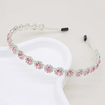 Bridal Headpiece Wedding Headband with Crystal and Hair Accessories (Pink, 5.5'') - color: Pink