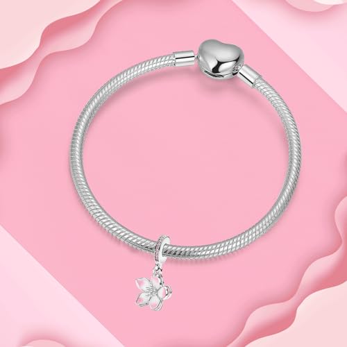 925 Sterling Silver Charms fits Bracelets and Necklace Pendant Bead Charms Jewelry Gift for Women Family Friends - style: Cherry Blossom Pink Charm