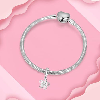 925 Sterling Silver Charms fits Bracelets and Necklace Pendant Bead Charms Jewelry Gift for Women Family Friends - style: Cherry Blossom Pink Charm