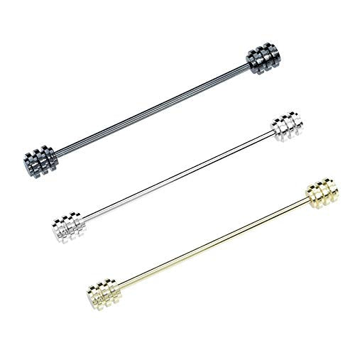 3PCS Men's Classic Brass Shirt Collar Bar Tie Pins Set for Wedding Business with Gift Box - color: Screw Head