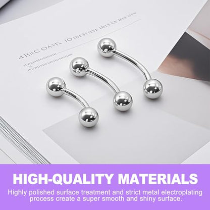 8 PCS 16G Curved Barbell 6mm 8mm 10mm 12mm Steel Eyebrow Rings Rook Daith Helix Cartilage Earring Vertical Labret Lip Piercing Jewelry Unisex