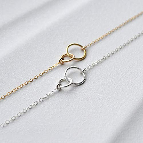 Fettero Pendant Necklace Gold Choker Layered Coin Open Karma Circle Full New Crescent Moon 14K Gold Plated Simple Dainty Necklaces for Women Jewelry Gift - style: Double Circle Sliver