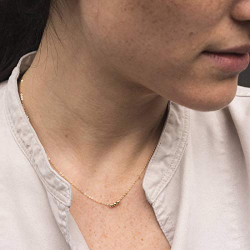 itianxi Dainty Cross Charm Pendant Necklaces,14K Gold Tiny Three Ball Necklace,Simple Fashion Jewelry for Women - color: gold 3 ball
