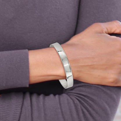 Chisel Polished Cuff Bangle in Stainless Steel, 9mm