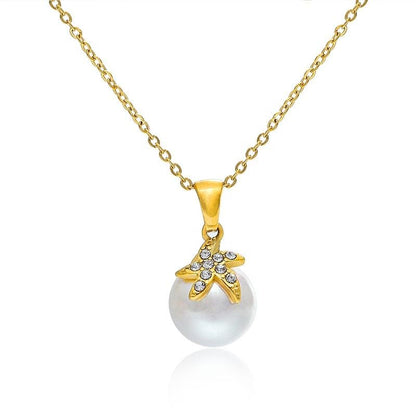 18K Gold Plated Pendant Necklaces - Dainty Minimalist, Waterproof, Non-Tarnish Fashion Jewelry for Women - style: Pearl Starfish pendent