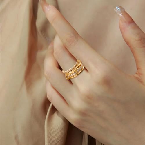 Gold Stackable Rings for Women Non Tarnish, Dainty Stackable 18k Gold Plated CZ Cubic Zirconia Rings, Gold Knuckle Women Rings Set - color: G1, size: 7