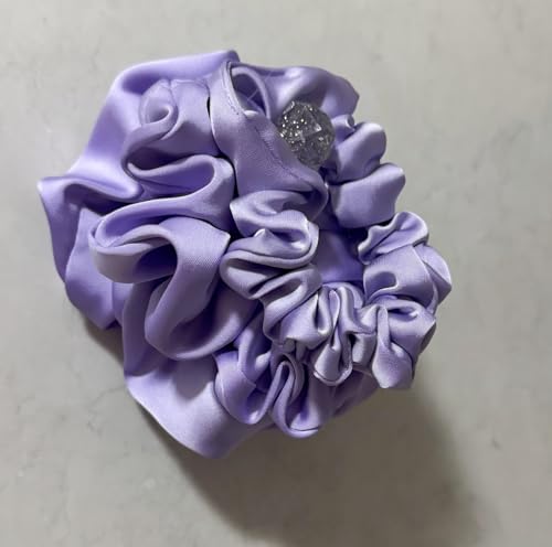 3 Pieces Satin Scrunchies Set for Hair No Crease Elastic Hair Ties for Women and Girls (Purple) - color: Purple