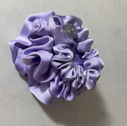 3 Pieces Satin Scrunchies Set for Hair No Crease Elastic Hair Ties for Women and Girls (Purple) - color: Purple