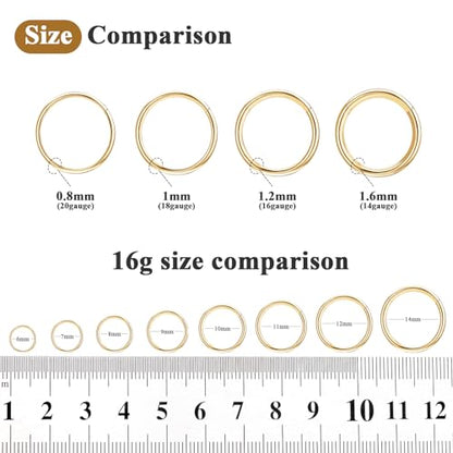 ONESING 5pcs Nose Rings Hoops 14G-20G Hinged CZ Conch Piercing Jewelry 316L Surgical Steel Septum & Lip Rings 6mm-14mm - color: Gold, size: 16G(1.2mm)-8mm
