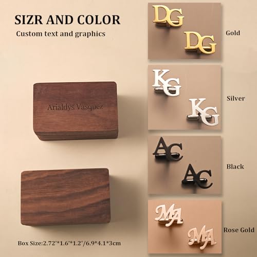 Custom Monogram CuffLinks,Letter Alphabet,Stainless Steel Initials Cufflinks for Wedding Gift
