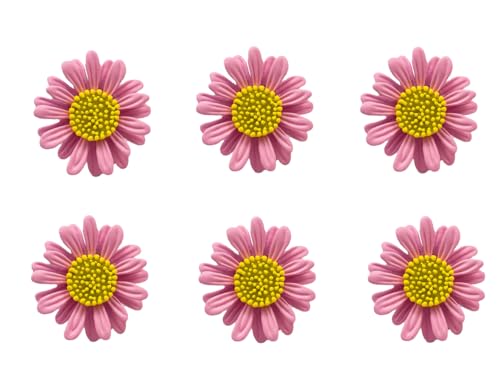 6 Pcs Daisy Flower Brooches, Sunflower Lapel Pins, Sun Flower Brooches, Floral Lapel Pins for Women Fashion Jewelry Accessories - color: Pink