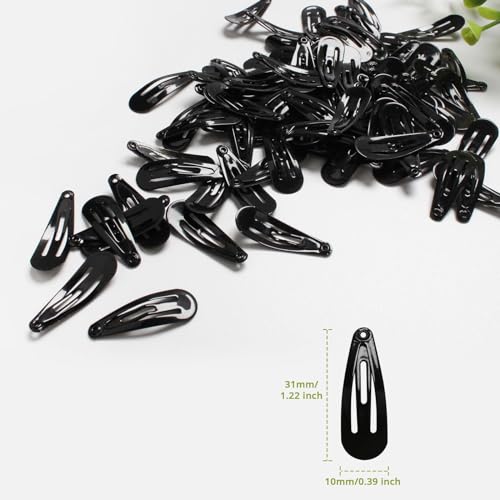 MJIYA 50 Pack Clips for Hair, Black 1.2 Inch Barrettes Women Metal Snap Hair Clips Accessories