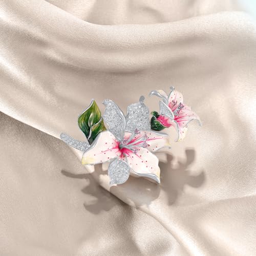 Santuzza 925 Sterling Silver Enamel Brooch Pin for Women - color: [D]Lily