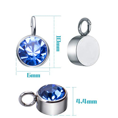 Aylifu Birthstone Charms Crystal Pendant Charms 12 Months Birth Charms for Necklace Bracelet Earring - color: 12 Color