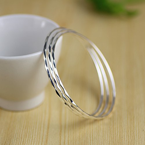 925 Sterling Silver Bangle Bracelet Bangles for Women/Girls | Bangle Bracelets for Women | 925 Sterling Silver Bracelets for Women | Dainty Bracelets - size: 7.3CM, style: Carved Bangle