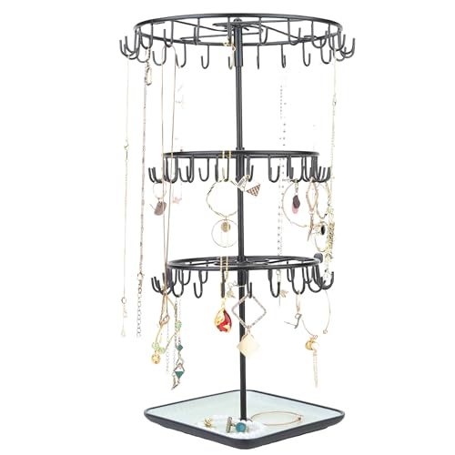 Multi-layer Jewelry Organizer Chic Box Metal Jewelry for Ladies Stylish Storage - color: B Black