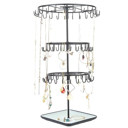 Multi-layer Jewelry Organizer Chic Box Metal Jewelry for Ladies Stylish Storage - color: B Black