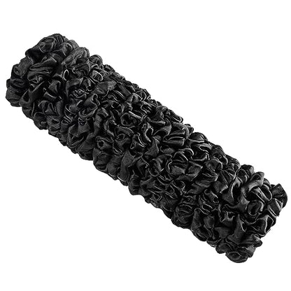 Satin Silk Scrunchies Hiar Ties for Women Girls Ponytail Holders 20 Pcs Mini Black Bulk Scrunchies Elastic Hair Bands for Thick Curly Hair Pony Tails Hair Ties - color: Dark Blak