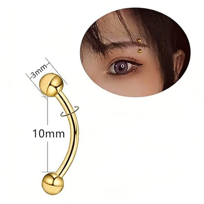 Zolure Eyebrow Piercing Jewelry Curved Barbell Stianless Steel Tiny Eyebrow Ring Daith Rook Earrings Vertical Labret Lip Jewelrys Ear Helix Conch for Women Men 16g 6mm/8mm/10mm - color: 16G 6mm/8mm/10mm #1G