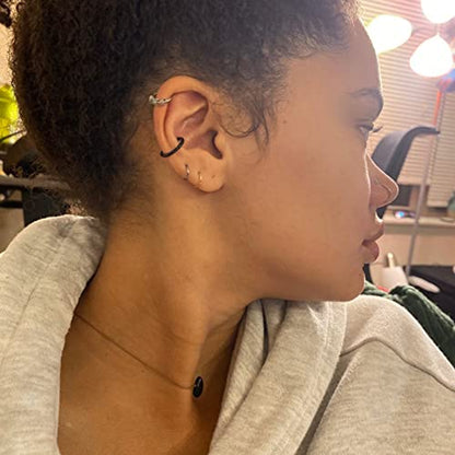 EPIRORA Silver Hoop Earrings- Cartilage Endless Small Hoop Earrings Set for Women Men, 3 Pairs of Hypoallergenic 925 Sterling Silver Tragus Earrings Nose Lip Rings - color: 3 Pairs(8mm*3)-Black