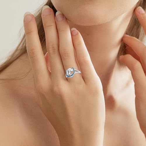 Horseshoe Ring 925 Sterling Silver Turquoise Cowboy Boot Ring Western Jewelry Cowgirl Gifts for Women Girlfriend Cowgirl