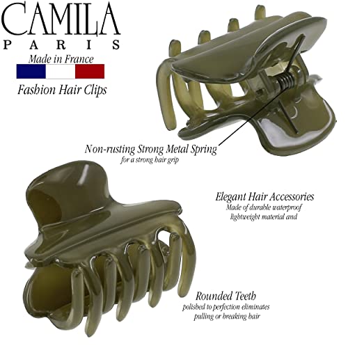 Camila Paris CP3556 French Small Hair Clips for Women, 1.5" Small Claw Clip Fashion Styling Mini Hair Clip Accessories for Women, Strong Hold No Slip Grip Cute Claw Clips, Made in France - color: Green 1.5"