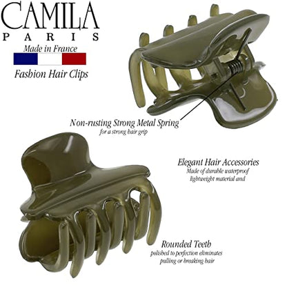 Camila Paris CP3556 French Small Hair Clips for Women, 1.5" Small Claw Clip Fashion Styling Mini Hair Clip Accessories for Women, Strong Hold No Slip Grip Cute Claw Clips, Made in France - color: Green 1.5"