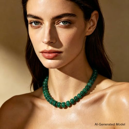 Colorful Chunky Resin Beaded Choker Necklaces for Women | Multicolor Beads, Sturdy Metal Chain, Adjustable, Detachable, Lightweight, Summer Beach Boho, Trendy Statement Jewelry Gift - color: Dark Green