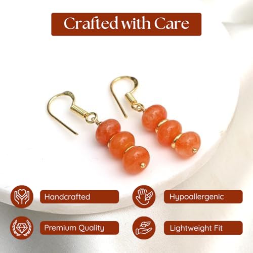 Gempires Beaded Gemstone Dangle Earrings for Women, Boho Lightweight Drop | Handmade beaded gemstone dangle earrings — choose from 20+ natural stones and birthstones, boho drops on 14k gold.