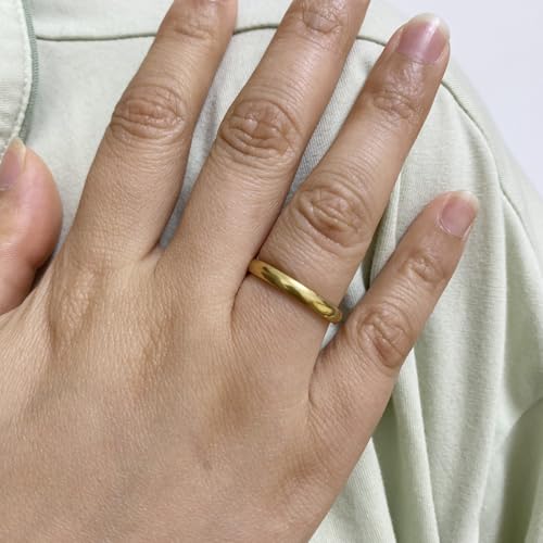 3mm Stainless Steel Classical Plain Stacking Band Statement Wedding Promise Ring For Women - color: Gold