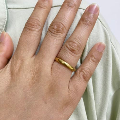 3mm Plain Stacking Band Statement Wedding Promise Ring For Women | Stainless Steel,Classical Domed Design,Tarnish Resistant,Waterproof & Sweatproof,Daily Basic Jewelry,for Couples - color: Gold