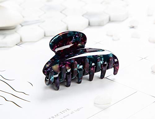 Handmade Celluloid Acetate French Design Barrettes Tortoise Shell Claws Hair Claw Luxury Fashion Accessories Hair Clip for Women (Black) - color: Black