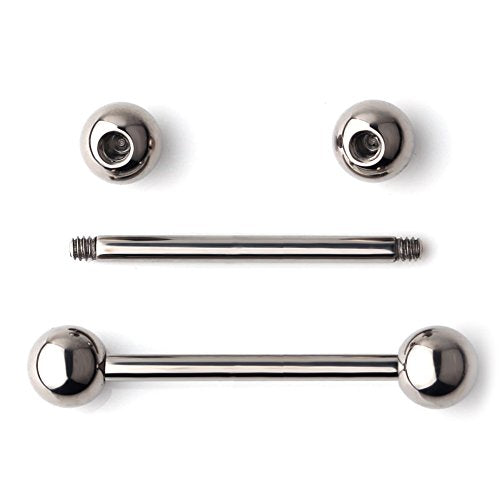 Grade 23 Titanium Externally Threaded Nipple Piercing Jewelry Barbell Ring Tongue Rings Nipple Straight Body Piercing Jewelry for Women Men 14G 16G 12mm 14mm 16mm 19mm - style: 14GA - 5/8" (16mm)