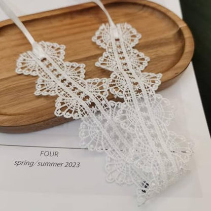 Lace Ribbon Choker Necklace for Women | Adjustable Choker Necklace Charm Statement Hollow Ribbon Collarbone Necklace Striking Gothic Prom Jewelry Gifts - color: White