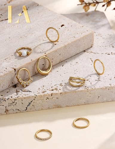 LOLIAS Septum Nose Rings Hoops - 316L Surgical Steel Septum Rings CZ Opal Silver 14K Gold Plated Hoop Nose Ring for Women 16G/18G Clicker Cartilage Earring Conch Daith Nostril Piercing Jewelry 8mm/10mm 8Pcs - color: 14K Gold, size: 16G 10MM