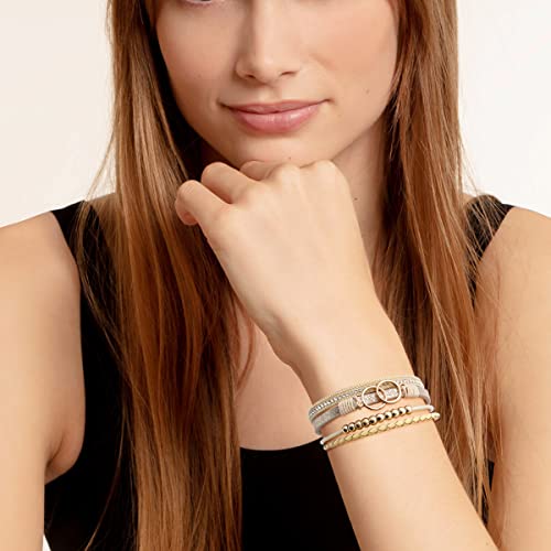 Multi-layer Leather Bracelets Multi-strand Wrap Bracelets Handmade Braided Rope Cuff Bangle with Magnetic Buckle Jewelry - color: Circle