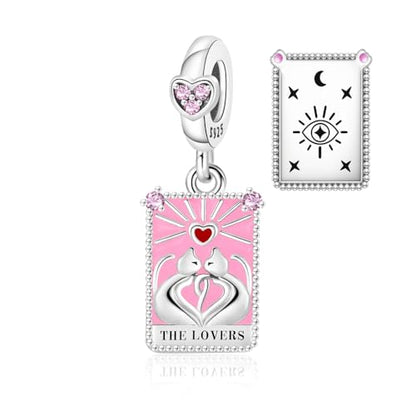 925 Sterling Silver Dangle Charm Fit Women Bracelet And Necklaces Jewelry | Medallion Pendants Beads Jewelry Charms for Women Fashion Gift Family Friends Mother's Day - color: Tarot Cards Lovers Dangle Charm M1414