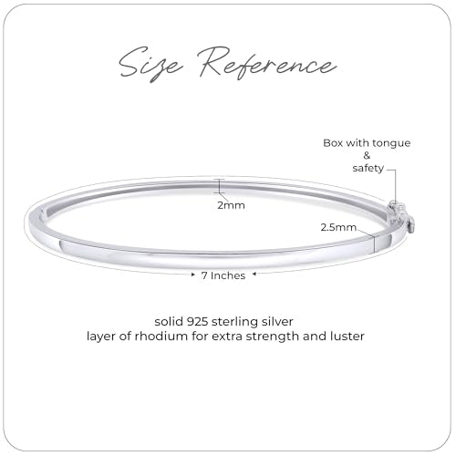 Classic Plain Design & 7 inch Bangle Bracelet for Women | Metal: Sterling Silver|Stone: Moissanite - color: Classic Plain