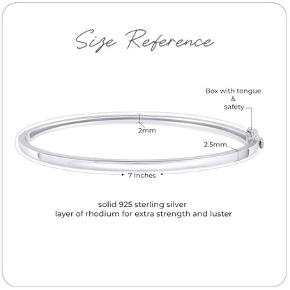 Classic Plain Design & 7 inch Bangle Bracelet for Women | Metal: Sterling Silver|Stone: Moissanite - color: Classic Plain