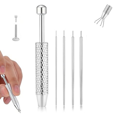 Piercing Tapered Ball Grabbing Tool for Jewelry Replacement - 14G 16G 18G 20G Stainless Steel Flat Back Earring Applicator Tool Threaded, Internal Threaded, External Threaded Body Piercing Insertion Needle Kit for Ear/Nose/Navel/Nipple/Lip/Eyebrow/Tongue