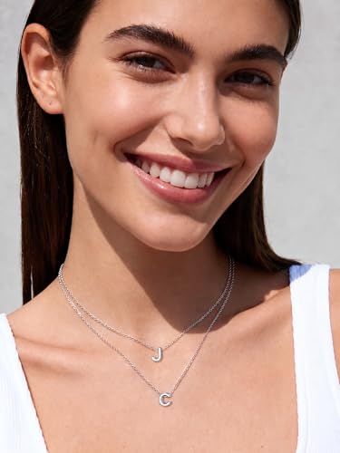 ChicSilver 925 Sterling Silver Initial Necklace for Women Dainty Letter Jewelry Personalized Gift - style: 10.J