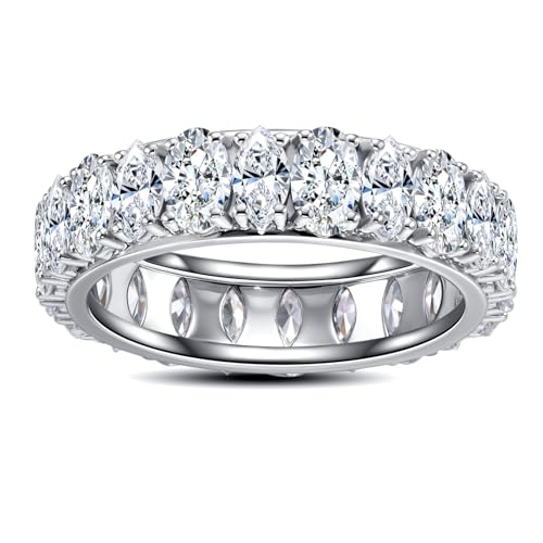 Moissanite Eternity Ring, S925 Sterling Silver Wedding Band for Women - style: Star Prism Eternity Band