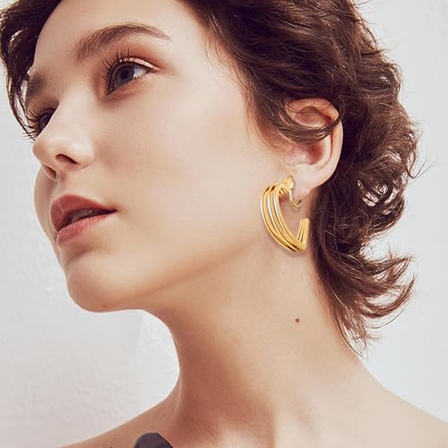 15 Pairs Gold Clip on Earrings for Women Fashion,Lightweight Fake Earrings Set - style: Style D