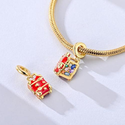 14K Gold Plated Charms for Bracelets Necklace Star Moon Cross Beads Woman | 925 Sterling Silver Charms Butterfly Cute Cat Dog Evil Eye Lucky Bracelet Beads Aesthetic Peandant Jewelry Gift for Mom - color: gold travel bag