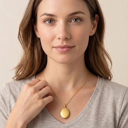 PHOCKSIN Personalized Locket Necklace for Women Photo Necklace with Customized Picture Birth Flower Birthstone Customizable Birthday Gifts - color: #12-Oval Gold