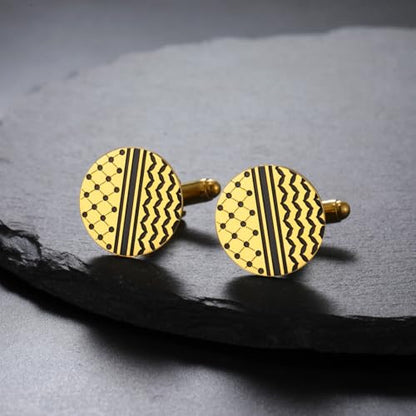 Cufflinks for Men Delicate Stainless Steel Wedding Business Cufflinks Gifts for Groom Husband French Shirt Accessories - style: Polka Dots Style-Gold